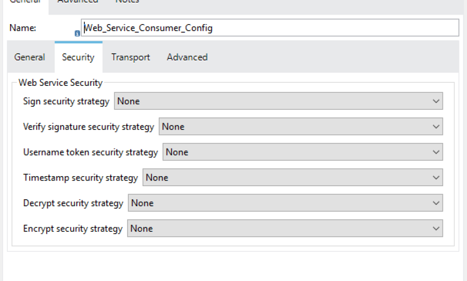 Web Service Consumer Connector instellingen